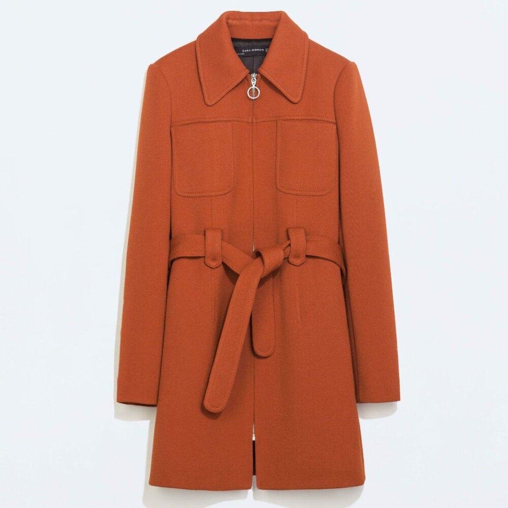 Zara peacoat wrap size small zippered collar coat jacket